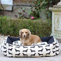 dog bed in dachshund print small