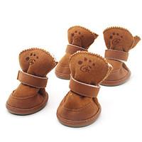 Dog Shoes Boots Fashion / Keep Warm Winter / Spring/Fall Solid Brown / Pink Cotton