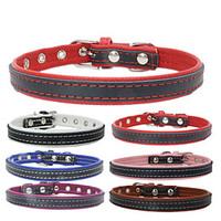 Dog Collar Adjustable/Retractable / Rivet / Handmade Solid Red / Black / Blue / Brown / Pink Genuine Leather