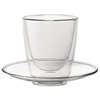 Double Walled Cappuccino Glass and Saucer 220ml Pack of 6