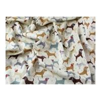 dogs print soft cotton canvas dress fabric multicoloured