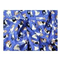 dogs print cotton poplin fabric royal blue