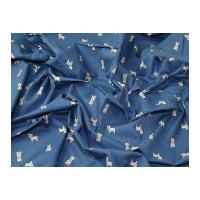 Dog Print Cotton Poplin Dress Fabric Blue