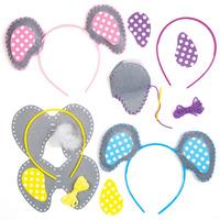 Dotty Elephant Ear Headband Kits (Pack of 4)