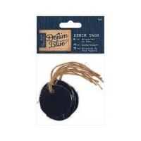 DoCrafts Round Denim Fabric Tags Denim Blue