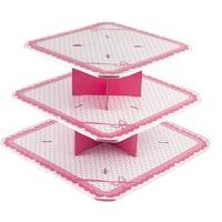 dots pink cake stand 3 tiers large