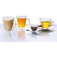 Double Walled Glass Espresso Cups & Saucers (2)