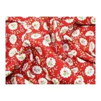 dotty floral print cotton poplin fabric red