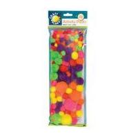 DoCrafts Neon Craft Pom Poms Bright Assorted Colours