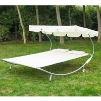 double hammock sun lounger cream in white