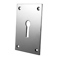 Door Keyhole Cover Polished Chrome Plated 65.5x47.6mm
