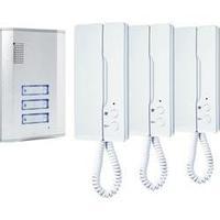 Door intercom Corded Complete kit Smartwares 10.007.48 3 flat building Aluminium , White