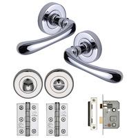 donna door handle on round rose for bathroom polished chrome