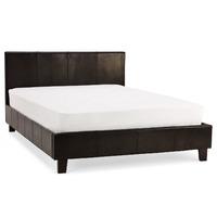 dorset deluxe leather bedstead small double brown