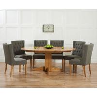 dorchester 120cm solid oak round extending dining table with safia fab ...