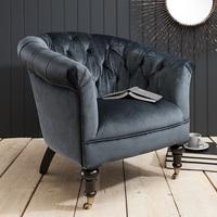 Dovern 1 Seater Sofa In Teal Velvet With Wooden Legs And Castors