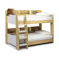 Domino Bunk Bed In Maple White With Shelving Unit In Each Bunk