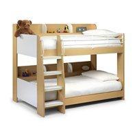 DOMINO KIDS BUNK BED WITH SHELF in White and Maple Finish