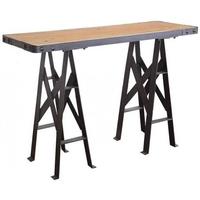 Doors Reclaimed Wooden and Metal Console Table with Cross Detail Legs