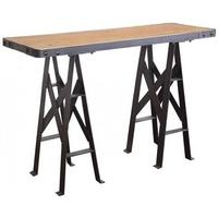 doors reclaimed wooden and metal console table with cross detail legs