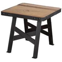 Doors Reclaimed Wooden and Metal Side Table with Cross Detail Base