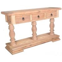 doors reclaimed wooden console table with turned legs and 3 drawers