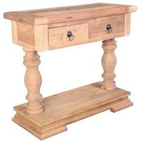 doors reclaimed wooden console table with turned legs and 2 drawers