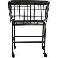 Downtown Black Iron Basket on Wheels