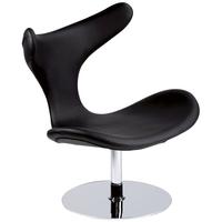 Dolphin Black Leather Lounge Chair with Chrome Base