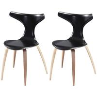Dolphin Black Regular Leather Dining Chair with Oak and Walnut Legs (Set of 4)