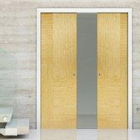 Double Pocket Hermes Oak Solid Internal Doors - Prefinished