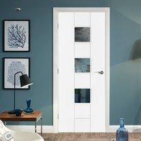 Door Set Kit, Messina Flush Door - Clear Safe Glass - Primed