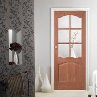 Door Set Kit, Riviera Mahogany Door Glazed - Clear Bevelled Safe Glass