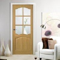 Door Set Kit, Riviera Oak Door - Bevelled Clear Safe Glass