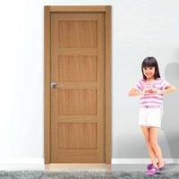 Door Set Kit, Contemporary 4 Panelled Oak Solid Door
