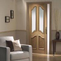Door Set Kit, Richelieu Oak Door - Bevelled Clear Safe Glass - Raised Mouldings