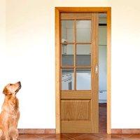 Dove Oak Single Pocket Door - Clear Glass