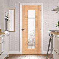 Door Set Kit, Latina Oak Door - Clear Etched Safe Glass