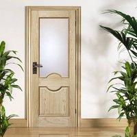 Door Set Kit, Marseille 1 Panel - 1 Pane Oak Door - Raised Mouldings - Frosted Safe Glass