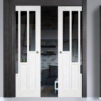 Double Pocket Coventry Style White Primed Door with Clear Safety Glass