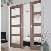 double pocket vancouver chocolate grey 4l internal doors with clear sa ...