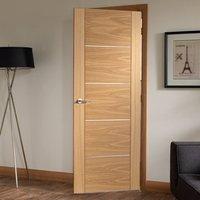 Door Set Kit, Portici Oak Flush Door - Aluminium Inlay - Prefinished