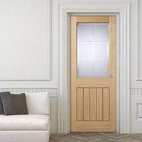 Door Set Kit, Mexicano Valencia Oak Door - Brilliant Cut Glass