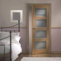 Door Set Kit, Contemporary Oak Door - Silkscreen Safe Gla Inc Clear Lines