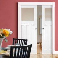 double pocket dx 1930s primed door with obscure safe glass