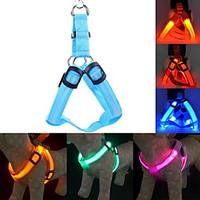 Dog Harness LED Lights / Adjustable/Retractable / Safety Solid Red / Green / Blue / Pink / Yellow / Orange Nylon