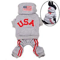 Dog Hoodie Clothes/Jumpsuit Red Black Pink Gray Dog Clothes Winter Spring/Fall American/USA Sports Fashion