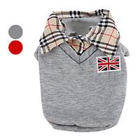 Dog Shirt / T-Shirt Red Gray Dog Clothes Winter Spring/Fall British Classic