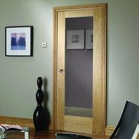 Door Set Kit, Patt 10 Oak Door - Clear Safe Glass - Prefinished
