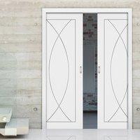 Double Pocket Pesaro Primed Flush Door